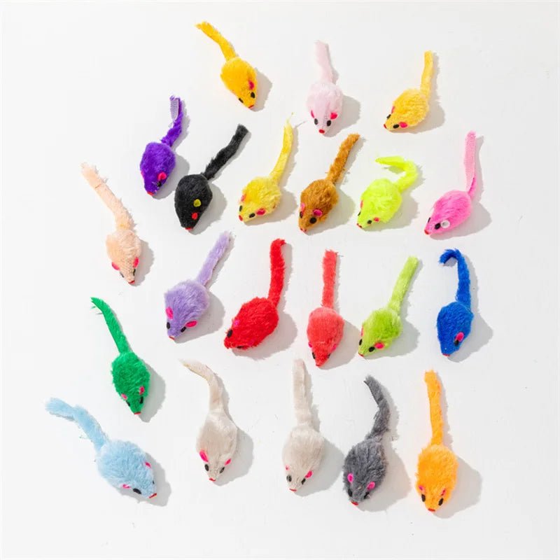 Wholesale Bulk Pet Cat Toys Rabbit Fur False Mouse Feather Rainbow Mouse Toy Funny Playing Toys For Kitten - Furbury