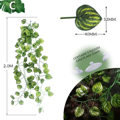 Wholesale Bulk Plant Decoration Reptile Plants With Suction Cup For Reptile Terrarium Amphibian Snake Lizard Climbing Pets Tank Habitat Decor - Furbury
