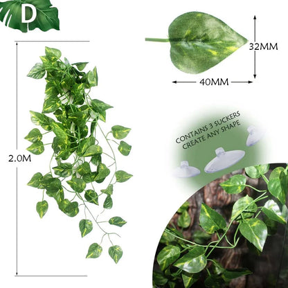 Wholesale Bulk Plant Decoration Reptile Plants With Suction Cup For Reptile Terrarium Amphibian Snake Lizard Climbing Pets Tank Habitat Decor - Furbury
