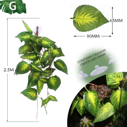 Wholesale Bulk Plant Decoration Reptile Plants With Suction Cup For Reptile Terrarium Amphibian Snake Lizard Climbing Pets Tank Habitat Decor - Furbury