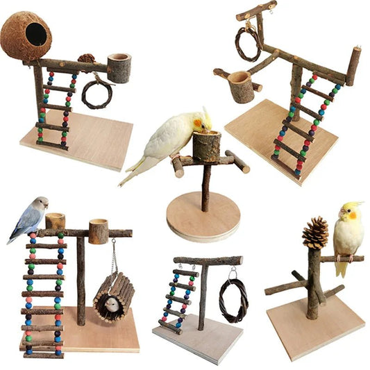 Wholesale Bulk Solid Wood Parrot Stand Training Bird Stand Parrot Toys Desktop Training Stand Pole Interactive Playground Small Pet supplies - Furbury