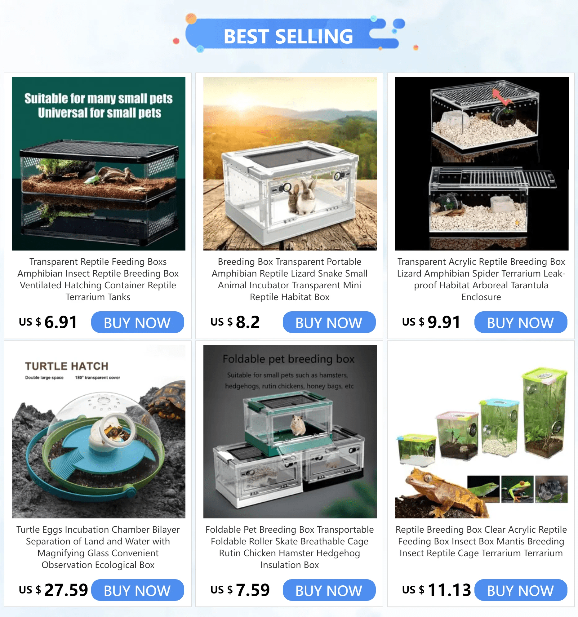Wholesale Bulk Transparent Reptile Feeding Boxs Amphibian Insect Reptile Breeding Box Ventilated Hatching Container Reptile Terrarium Tanks - Furbury