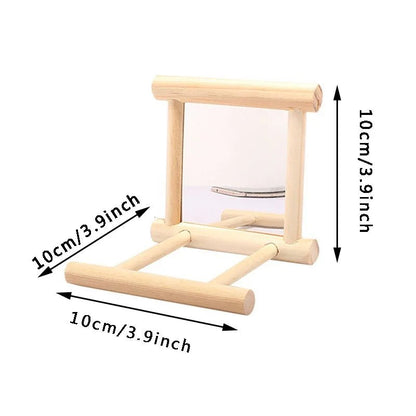 Wholesale Bulk Wood Bird Mirror With Perch Stand Bird Toy Stand Bird Toy For Parrot Parakeets Cockatiels Cage Cage Parakeet Accessories - Furbury