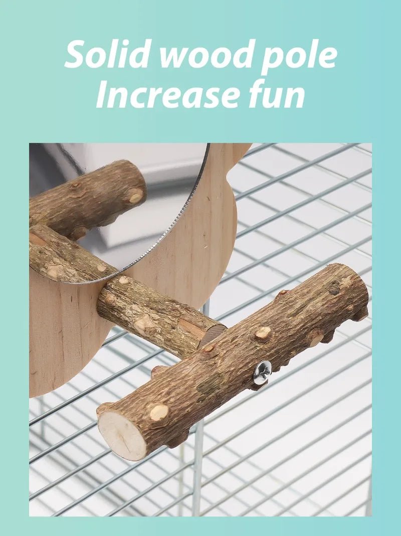Wholesale Bulk Wooden Bird Perch Natural Wood Bird Perch Stand with Mirror Parrots Platform Cage Accessories Branch Perch Rod Stand - Furbury