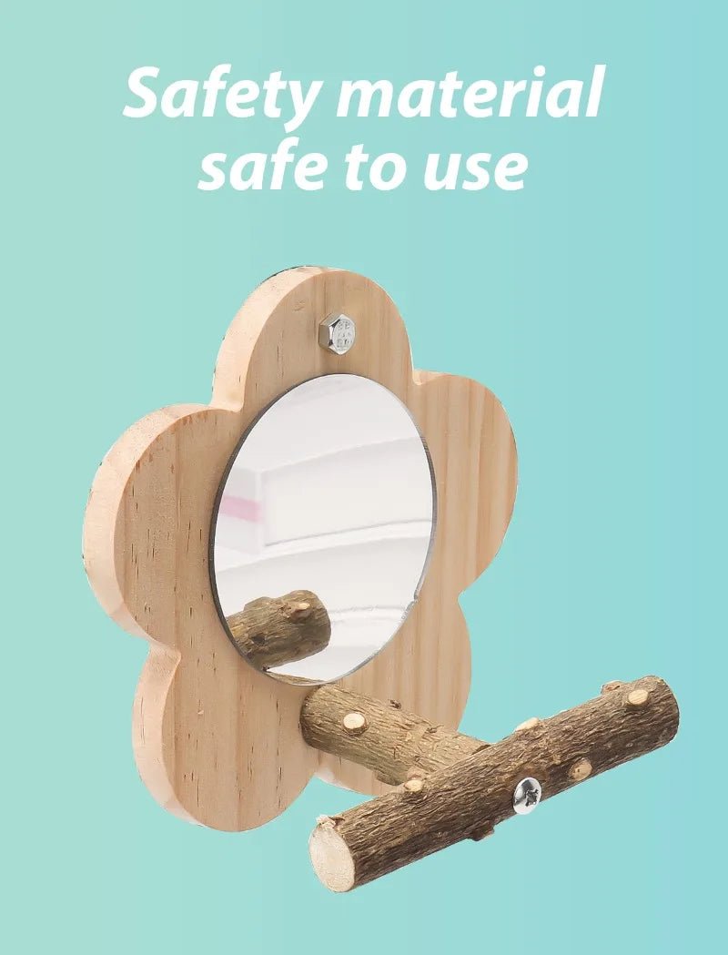 Wholesale Bulk Wooden Bird Perch Natural Wood Bird Perch Stand with Mirror Parrots Platform Cage Accessories Branch Perch Rod Stand - Furbury