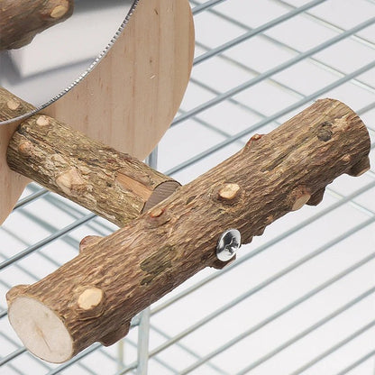 Wholesale Bulk Wooden Bird Perch Natural Wood Bird Perch Stand with Mirror Parrots Platform Cage Accessories Branch Perch Rod Stand - Furbury