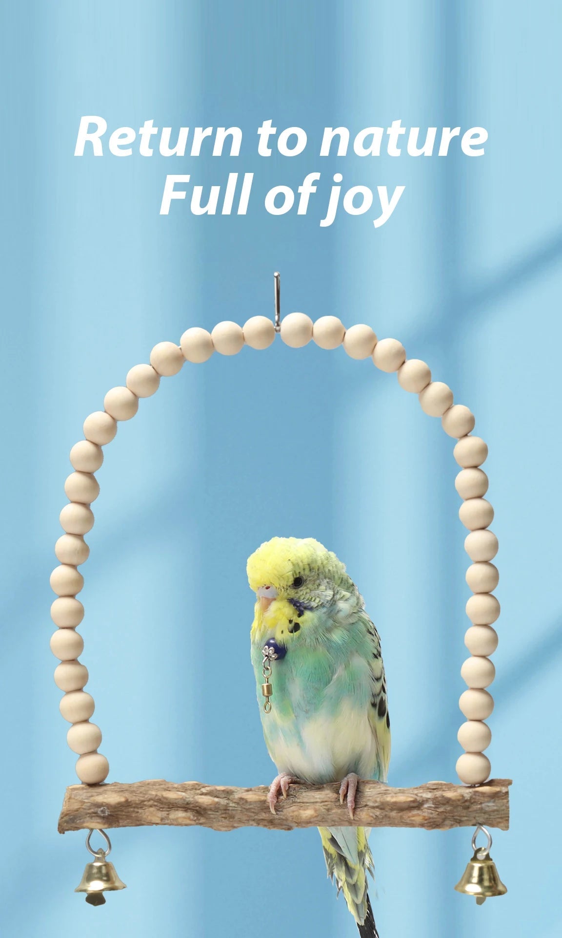 Wholesale Bulk Wooden Bird Swings Training Toy with Hanging Bell for Cockatiels Parakeets Cage Accessories Birdcage Parrot Perch Stand Play Gym - Furbury
