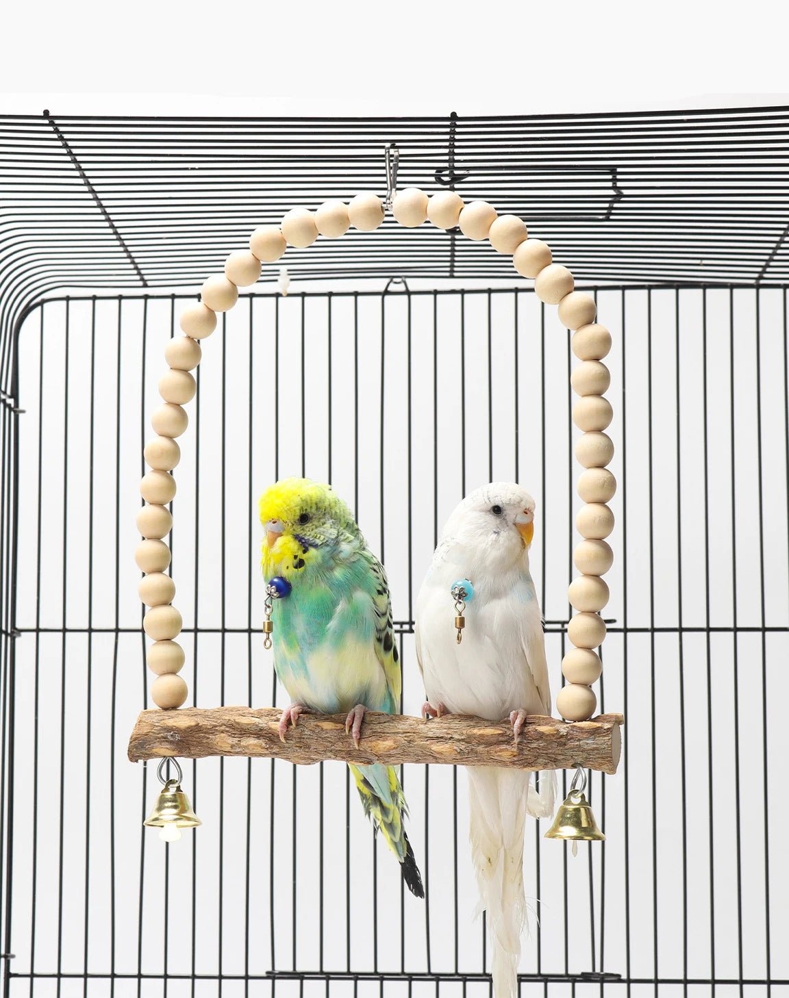 Wholesale Bulk Wooden Bird Swings Training Toy with Hanging Bell for Cockatiels Parakeets Cage Accessories Birdcage Parrot Perch Stand Play Gym - Furbury