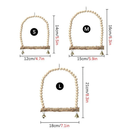 Wholesale Bulk Wooden Bird Swings Training Toy with Hanging Bell for Cockatiels Parakeets Cage Accessories Birdcage Parrot Perch Stand Play Gym - Furbury