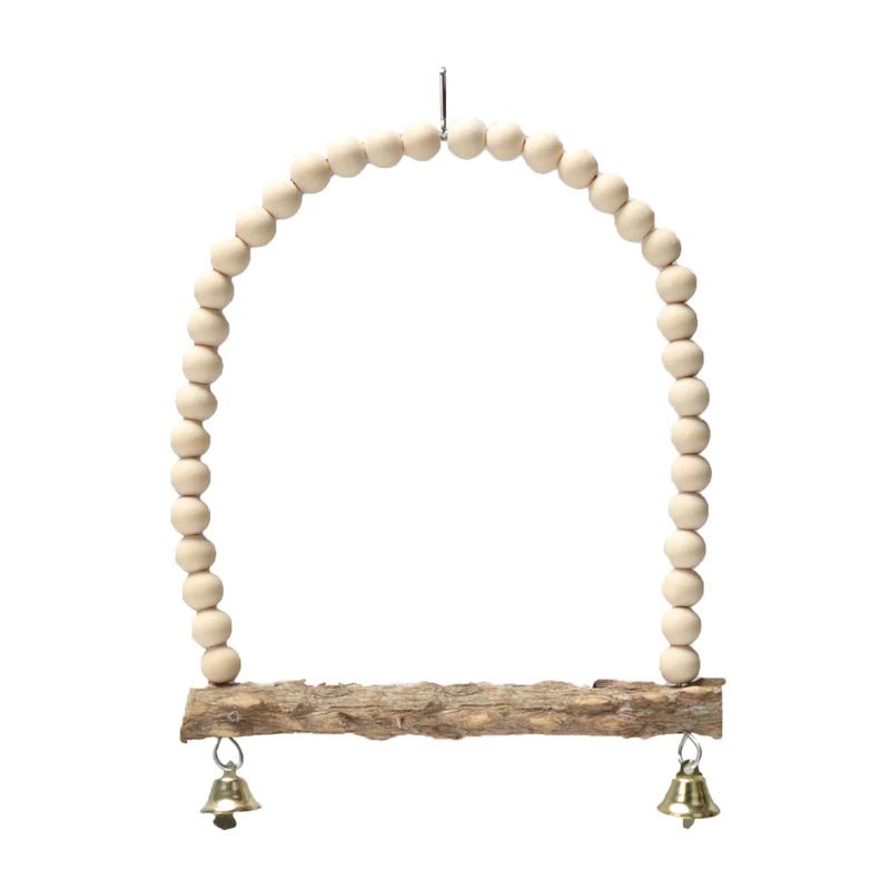 Wholesale Bulk Wooden Bird Swings Training Toy with Hanging Bell for Cockatiels Parakeets Cage Accessories Birdcage Parrot Perch Stand Play Gym - Furbury