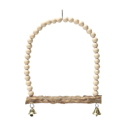Wholesale Bulk Wooden Bird Swings Training Toy with Hanging Bell for Cockatiels Parakeets Cage Accessories Birdcage Parrot Perch Stand Play Gym - Furbury
